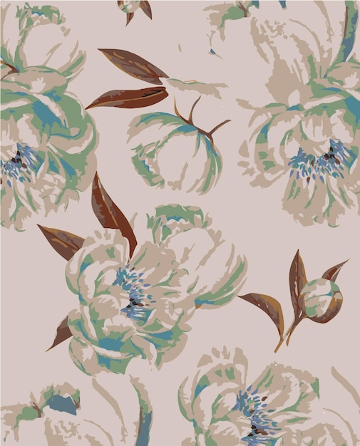 Ilustración textil de hojas botánica diseño de decoración flor patrón de naturaleza fondo blosso