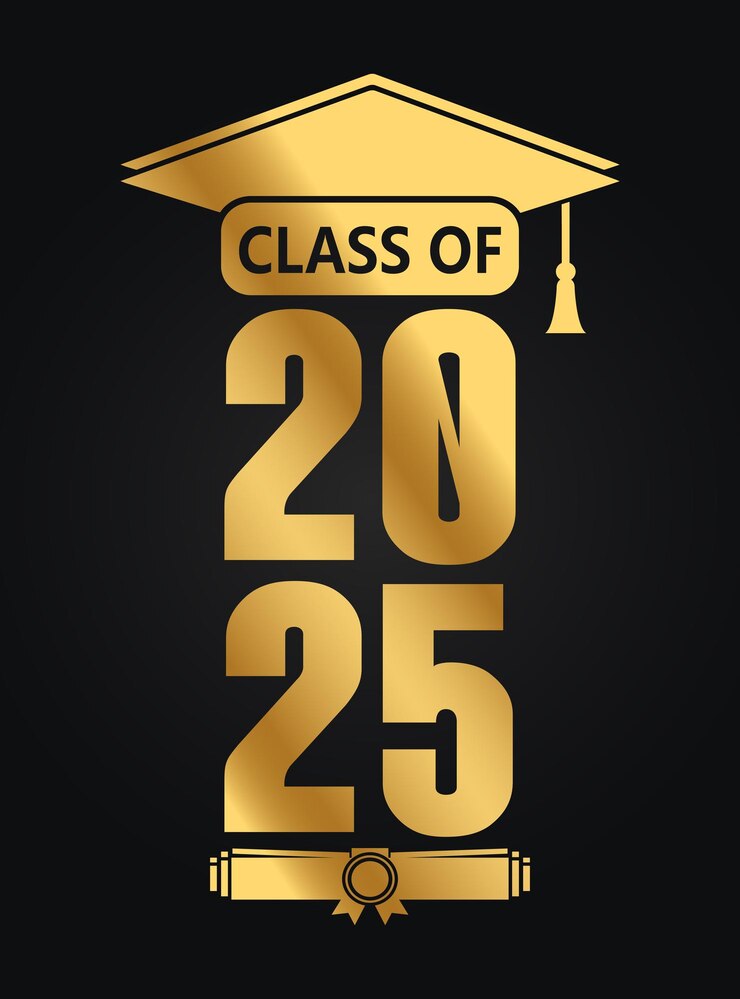 Ilustración de texto dibujada a mano para la clase de 2025 clase de graduación de 2025 insignia