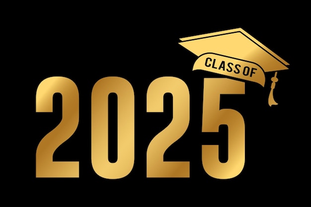 Ilustración de texto dibujada a mano para la clase de 2025 clase de graduación de 2025 insignia
