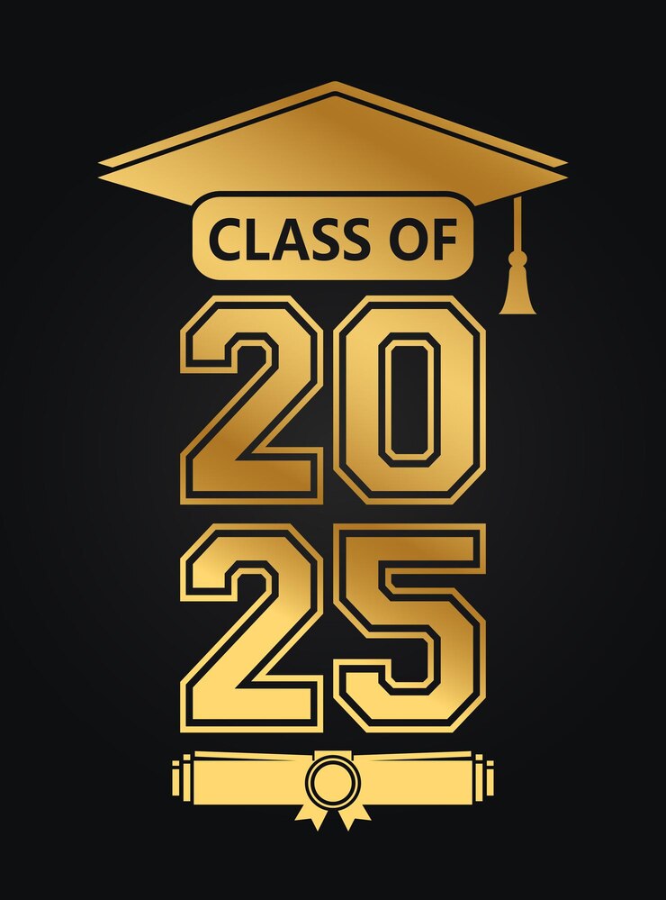 Ilustración de texto dibujada a mano para la clase de 2025 clase de graduación de 2025 insignia