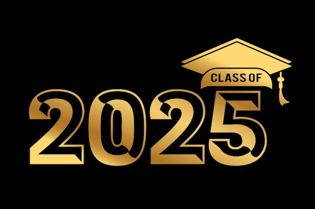 Ilustración de texto dibujada a mano para la clase de 2025 clase de graduación de 2025 insignia