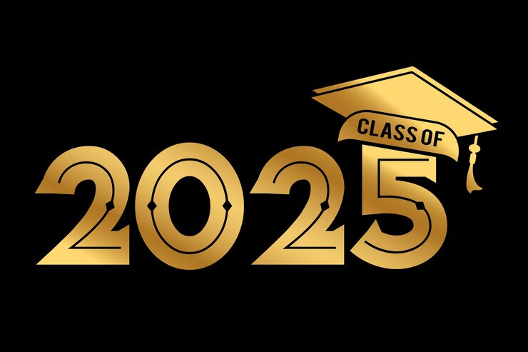 Ilustración de texto dibujada a mano para la clase de 2025 clase de graduación de 2025 insignia