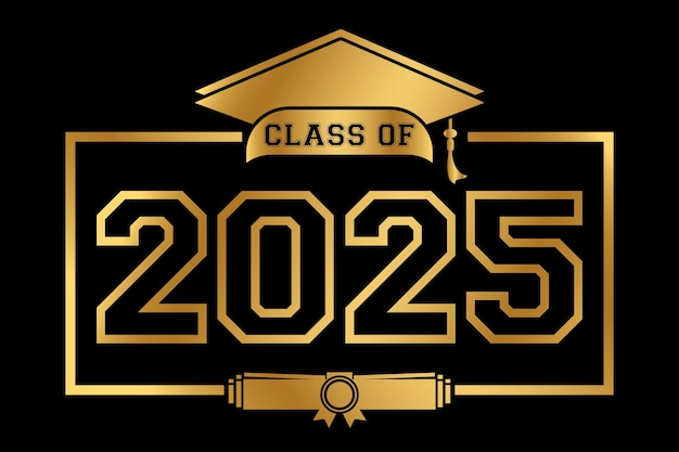 Ilustración de texto dibujada a mano para la clase de 2025 clase de graduación de 2025 insignia
