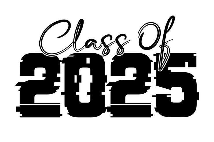 Ilustración de texto dibujada a mano para la clase de 2025 clase de graduación de 2025 insignia