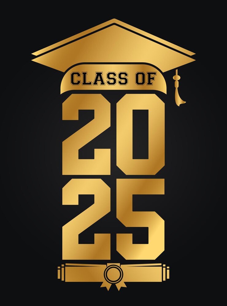 Ilustración de texto dibujada a mano para la clase de 2025 clase de graduación de 2025 insignia