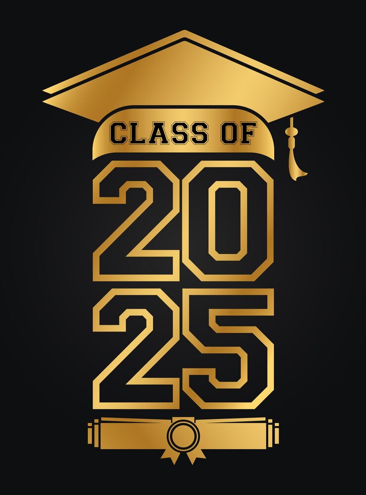 Ilustración de texto dibujada a mano para la clase de 2025 clase de graduación de 2025 insignia