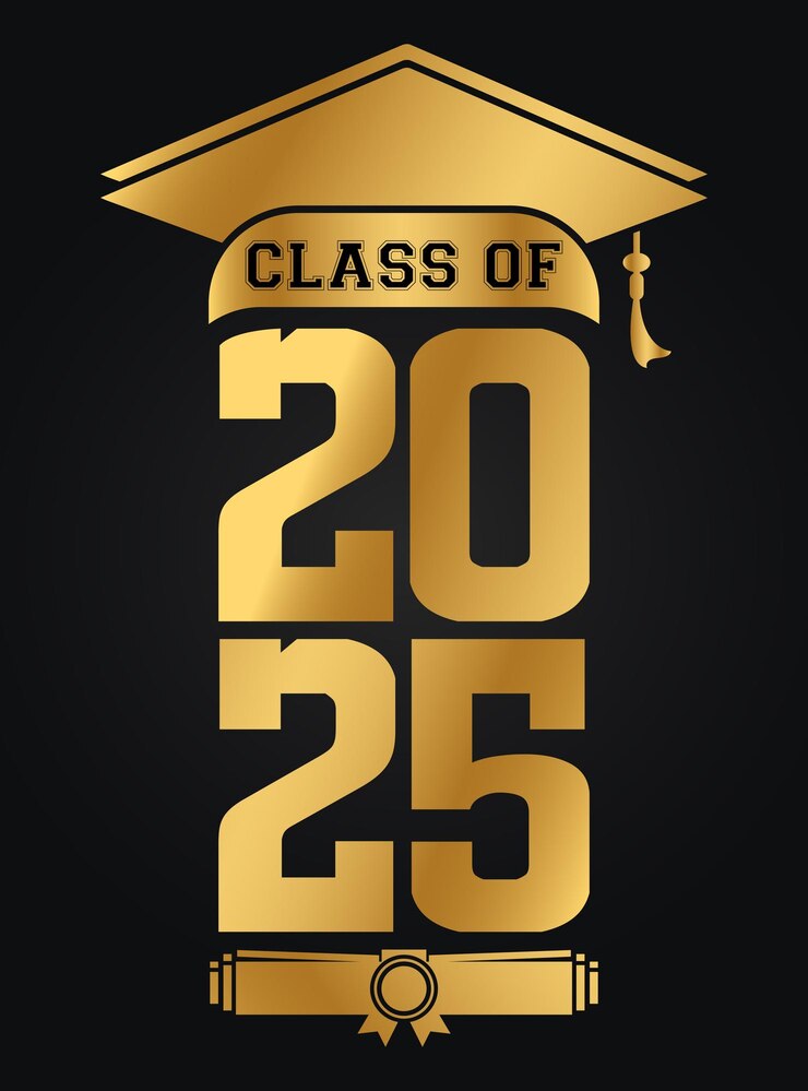Ilustración de texto dibujada a mano para la clase de 2025 clase de graduación de 2025 insignia