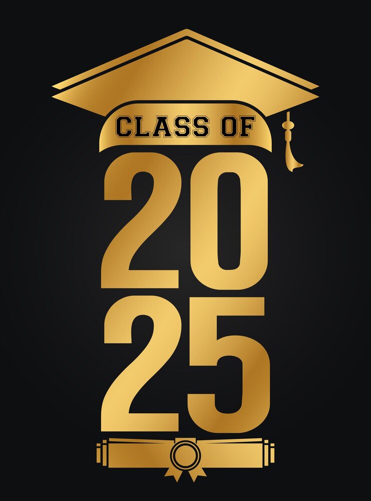 Ilustración de texto dibujada a mano para la clase de 2025 clase de graduación de 2025 insignia
