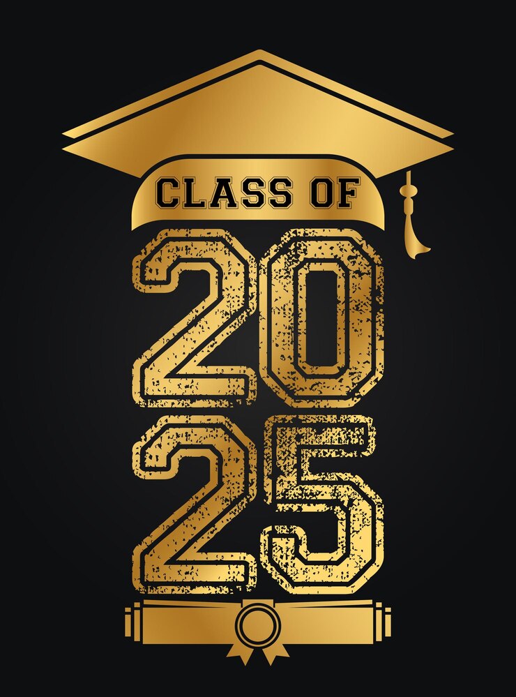 Ilustración de texto dibujada a mano para la clase de 2025 clase de graduación de 2025 insignia