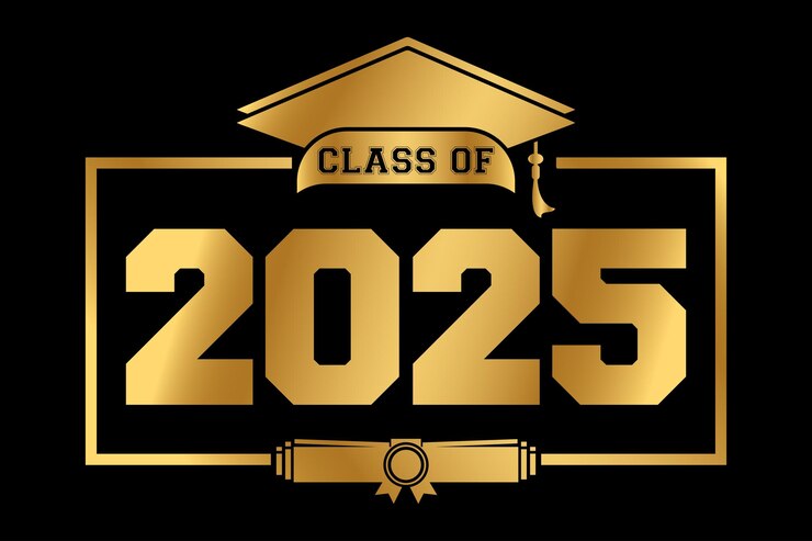 Ilustración de texto dibujada a mano para la clase de 2025 clase de graduación de 2025 insignia