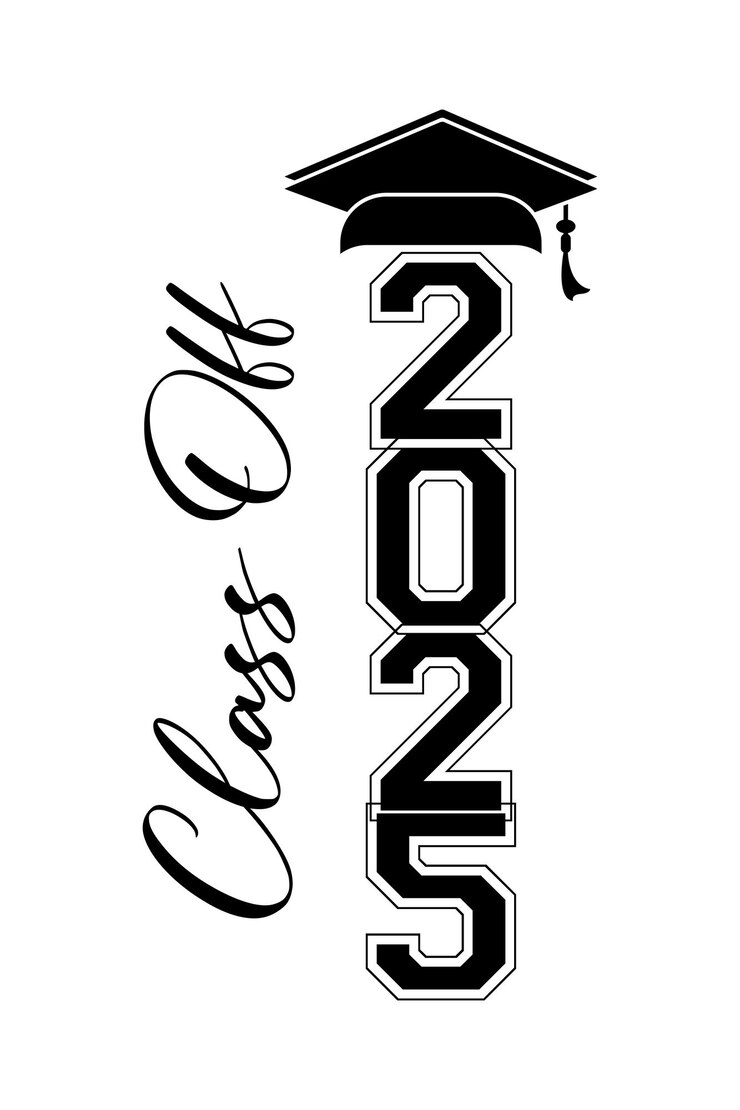 Ilustración de texto dibujada a mano para la clase de 2025 clase de graduación de 2025 insignia