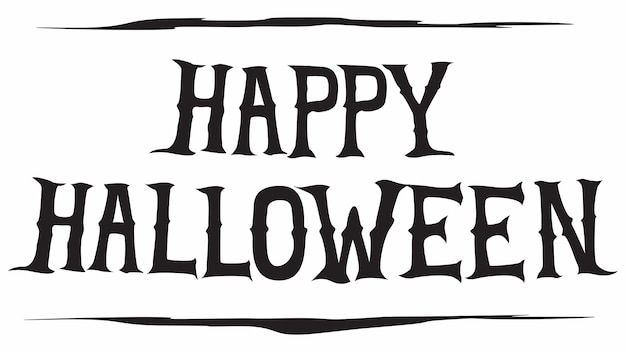 Ilustración de texto de Halloween calabaza bruja murciélago castillo gato negro araña vela cráneo espeluznante
