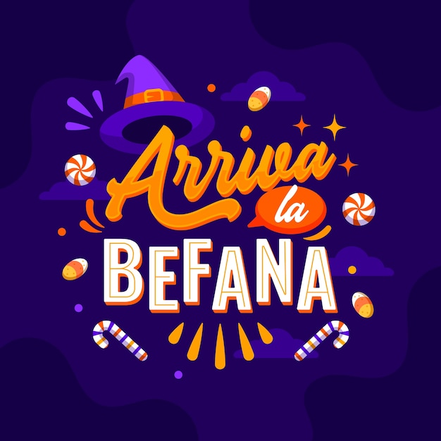 Vector ilustración de texto plano befana