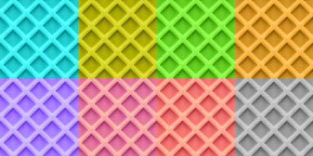 ilustración de texturas de gofres de patrón sin costuras en varios colores diseño realista en conjunto
