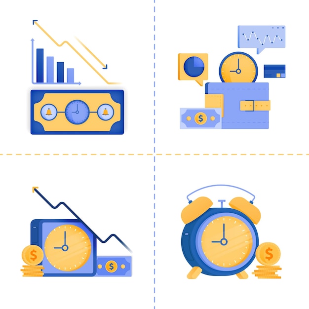 La ilustración del tiempo es dinero, negocios, tecnología 4.0, financiera, inversión.