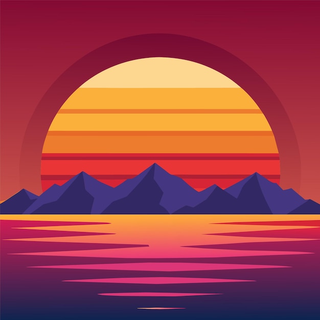 Ilustración del tiempo de puesta de sol vectorial