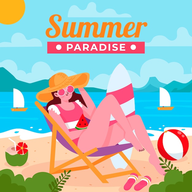 Ilustración de tiempo de verano plano