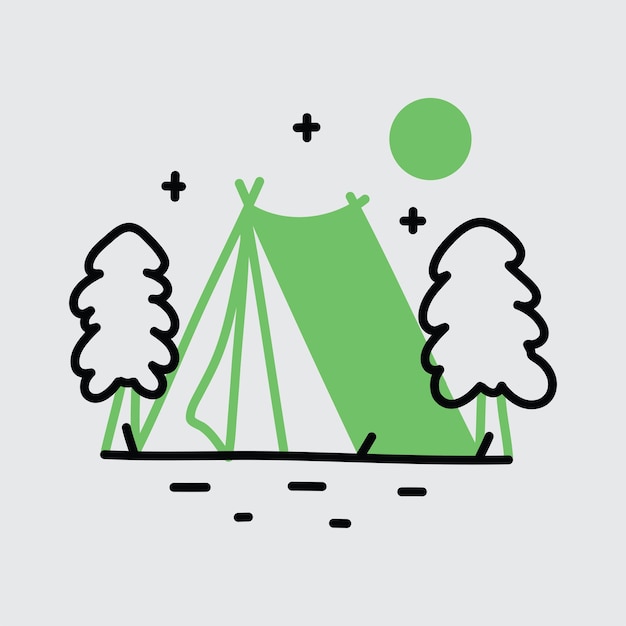 Ilustración de la tienda de campamento Ilustración vectorial de la tienda en amarillo naranja Aislado al aire libre