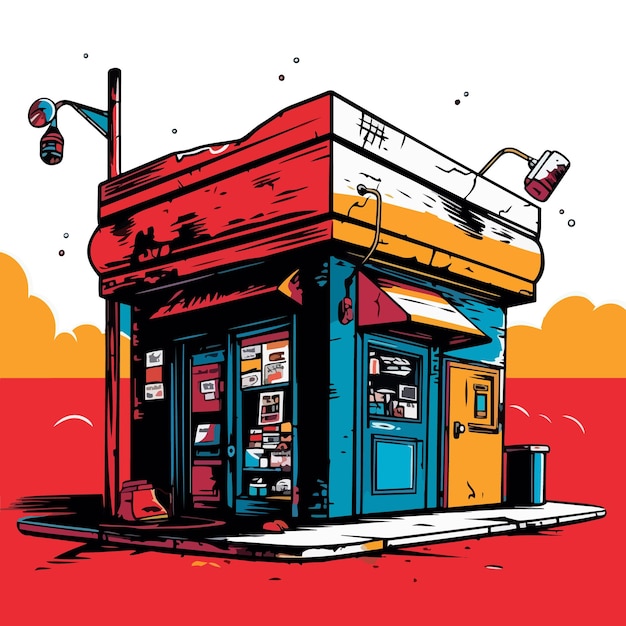 Ilustración de tienda de comida de playa