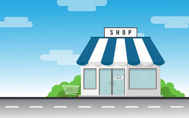 Ilustración de tienda en diseño plano