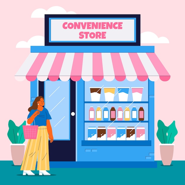 Ilustración de una tienda plana