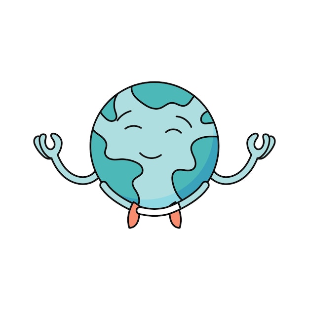 Ilustración de la tierra meditando para propósitos de diseño del Día de la Tierra fondo blanco
