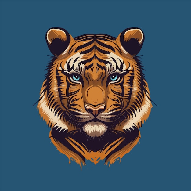 Ilustración de Tiger Head Mascot para Logo Icon Badge y Poster