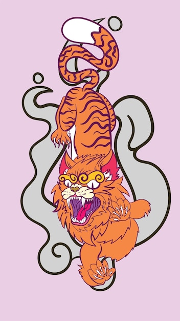 Ilustración de tigre de arte pop con estilo japonés para el evento kaijune