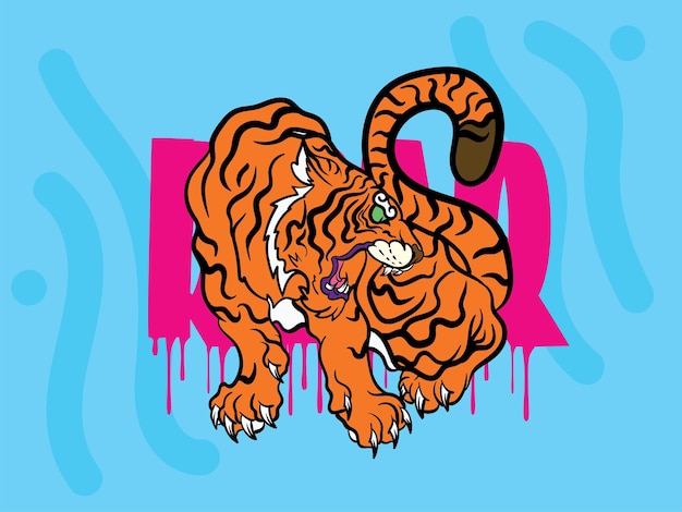 Ilustración de tigre de arte pop con estilo japonés para el evento kaijune