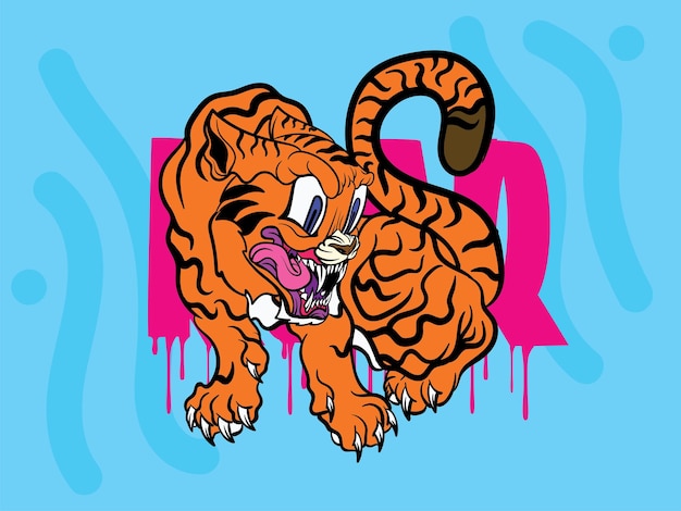 Ilustración de tigre de arte pop con estilo japonés para el evento kaijune