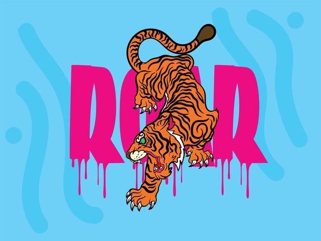 Ilustración de tigre de arte pop con estilo japonés para el evento kaijune