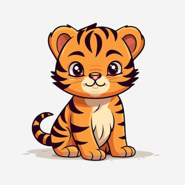 Ilustración de un tigre bebé en un lindo estilo vectorial de dibujos animados