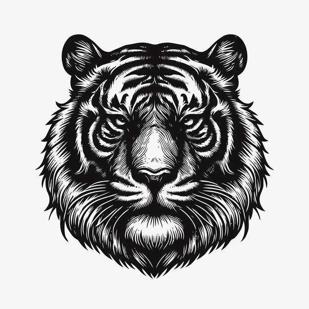 Ilustración de tigre con estilo de grabado
