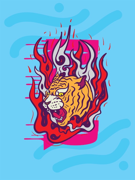 Ilustración de tigre con estilo japonés para el evento kaijune