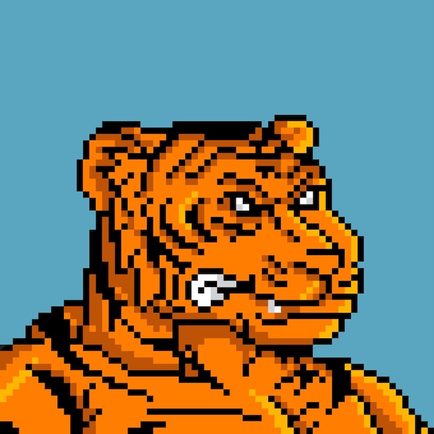 Ilustración de tigre en estilo pixel art