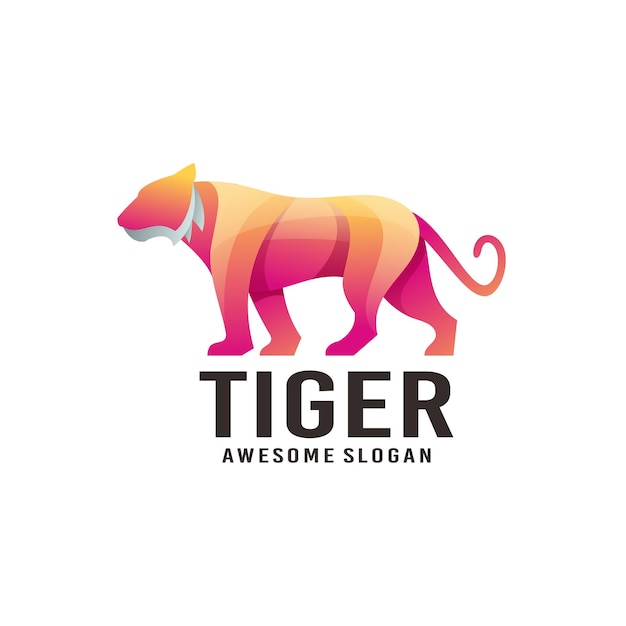 Vector ilustración de tigre con gradiente logotipo de la mascota