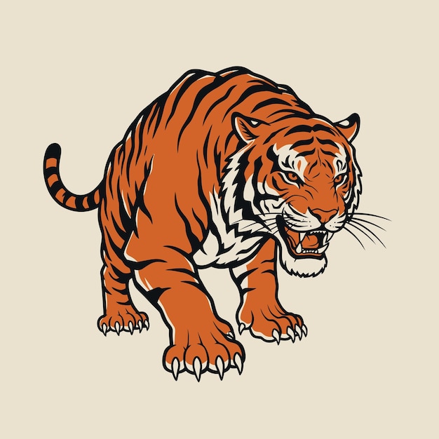 Ilustración del tigre rugiente
