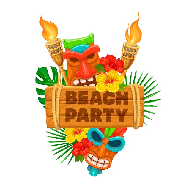 Ilustración de tiki luau