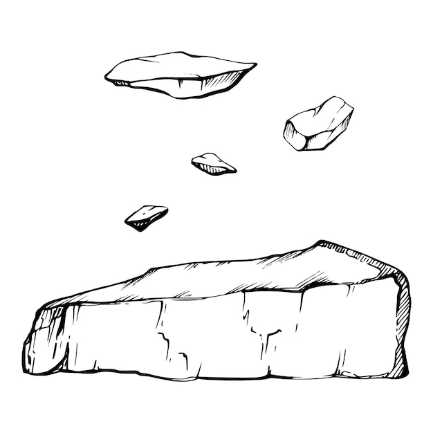 Ilustración de tinta vectorial dibujada a mano Parmesan edam emmental fontina gruyere queso producto lácteo Objeto único aislado en blanco Diseño para menú de restaurante cafetería tienda de alimentos o impresión de folleto de paquete