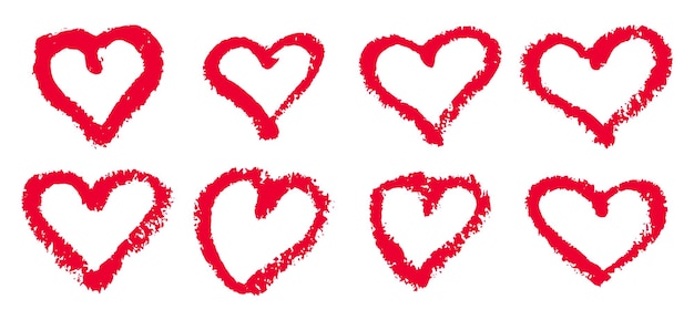 Ilustración de tinta vectorial pintada a mano con corazones Fondo abstracto