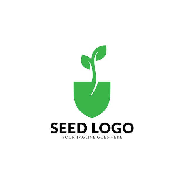 Ilustración de tipo de logotipo de semilla verde.