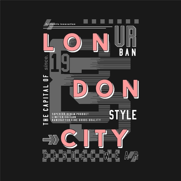 Ilustración de tipografía de marco de texto de estilo urbano de londres buena para camiseta estampada