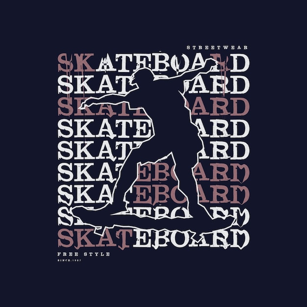 Ilustración y tipografía de patineta perfecta para camisetas, sudaderas con capucha, estampados, etc.