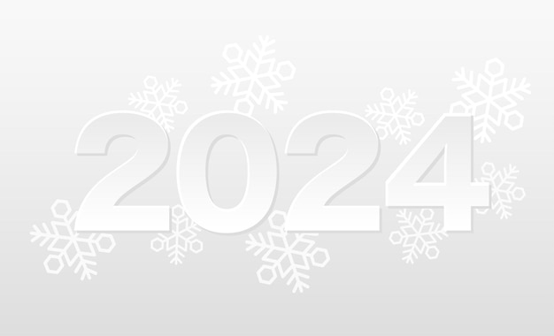 La ilustración del título monocromático vectorial del año 2024 con copos de nieve en un fondo abstracto
