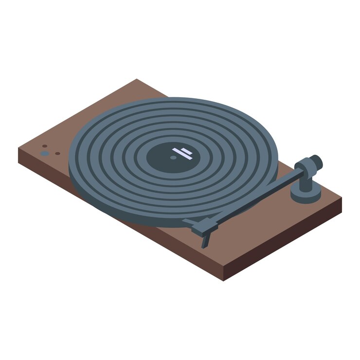 Vector ilustración de un tocadiscos de vinilo isométrico