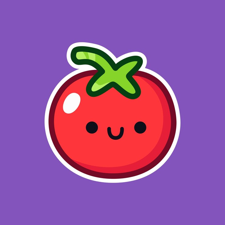 Vector ilustración de tomate lindo con cara feliz para la comida ilustración aislada dibujada a mano