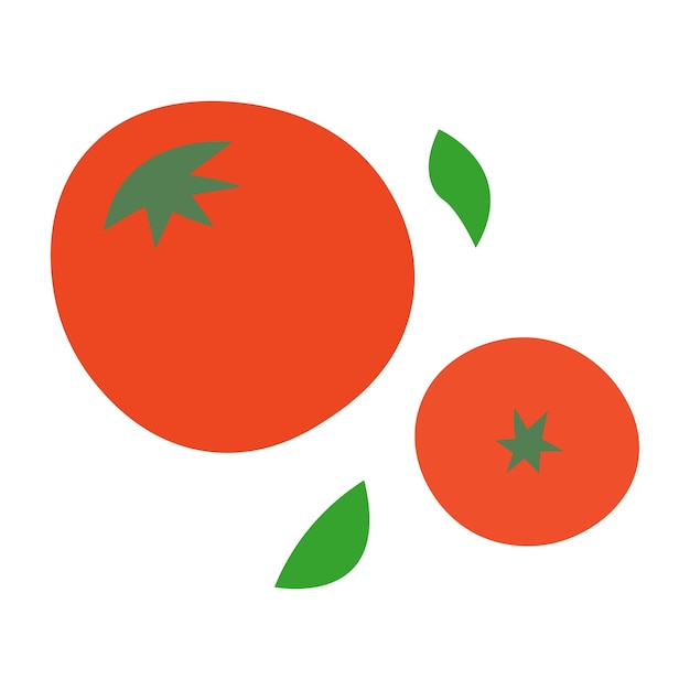 Ilustración de tomate plano con hojas Comida vegetariana y vegana