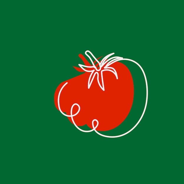 Vector ilustración de tomate con relleno rojo y líneas blancas