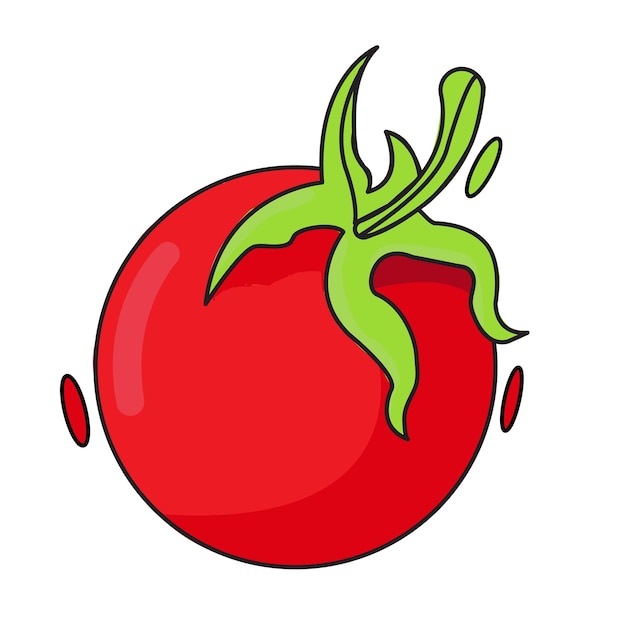 Ilustración de tomate rojo aislado en un fondo blanco