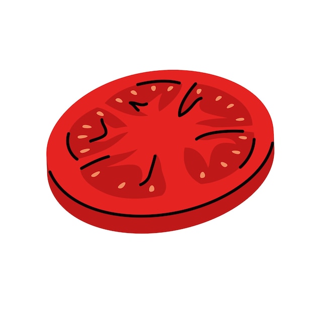 Ilustración de tomate rojo con rebanada detallada perfecta para envases de alimentos o diseños de recetasxD
